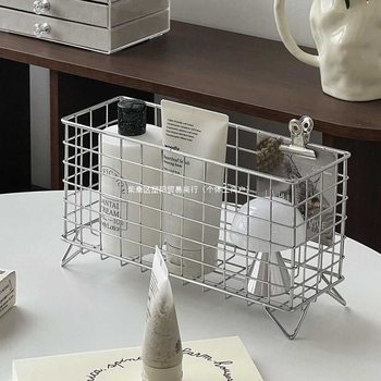 Storage Rack Japanese Coffee Storage Basket Iron Storage Basket Original Single Sundries Desktop Ins Hollow Basket Line Finishing