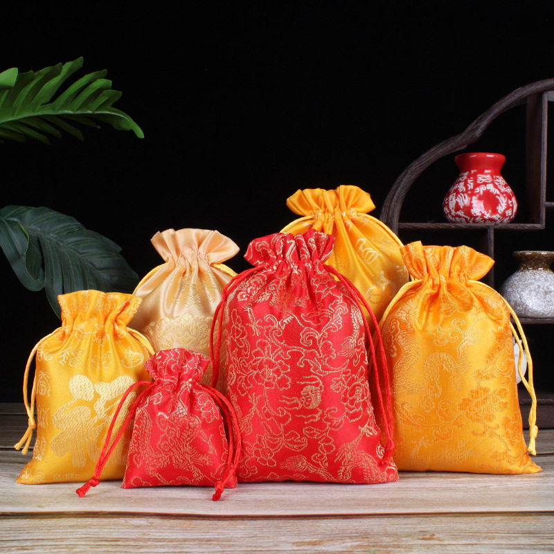 Dragon pattern antique brocade bag brocade bag jewelry bag small cloth bag beads bracelet bag wholesale cosmetics packaging bag