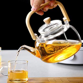 High Borosilicate Glass Teapot with Handle, Electric Ceramic Stove Heating, High-Temperature Resistant Tea Brewing Set, Tea Water Separation Teapot, Tea Set
