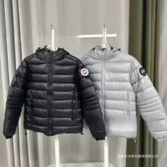 Overseas Version Ss23 Goose Goose Warm Pure Color Hooded Logo Cotton Jacket Men's Cypress Series Jacket Glossy