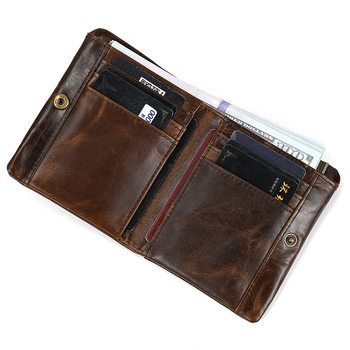 Genuine Leather Short Wallet High-grade Oil Leather Men's and Women's 20% Fold Wallet Coin Purse First Layer Cowhide Multi-Card Bit Coin Bag
