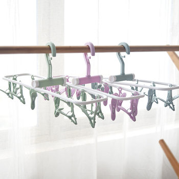 Multi-clip drying rack multi-male folding 12-clip drying rack underwear socks clip windproof children's drying rack socks rack