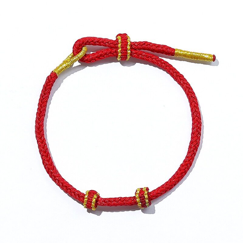 Finely Braided Eight-Strand Braided Rope Semi-Finished Product Wearable Bead Bracelet DIY Couple Unisex Bracelet Free Braided Bracelet Red Rope
