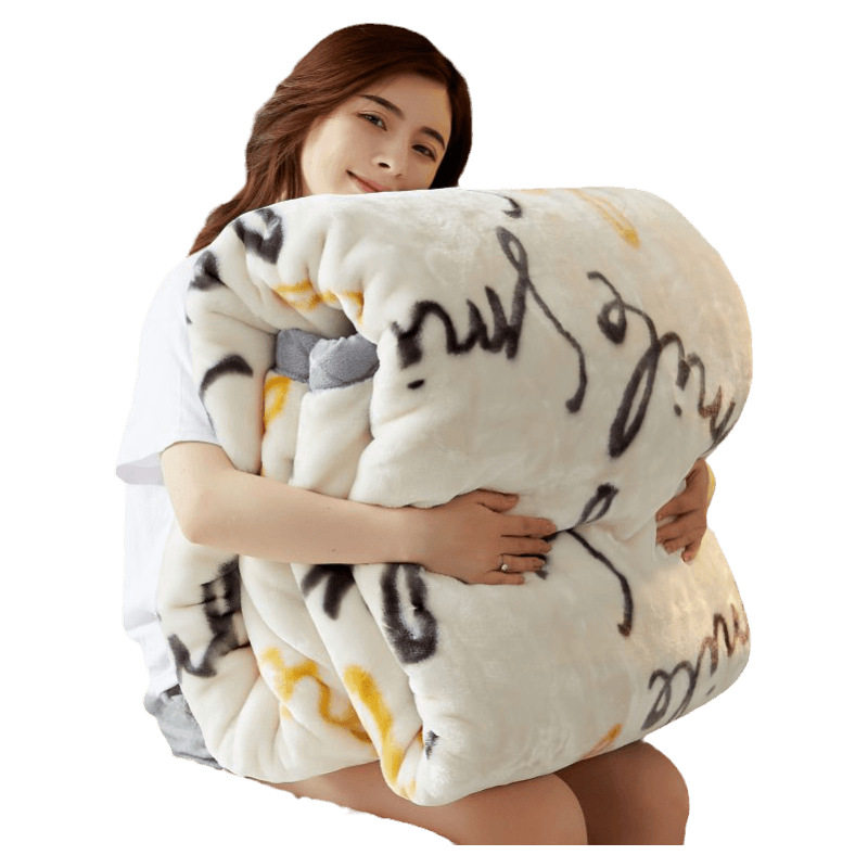 Raschel Blanket Winter Thickeneded Blanket Fleece-Lined Nap Blanket Office Student Dormitory Coral Velvet Sofa Blanket