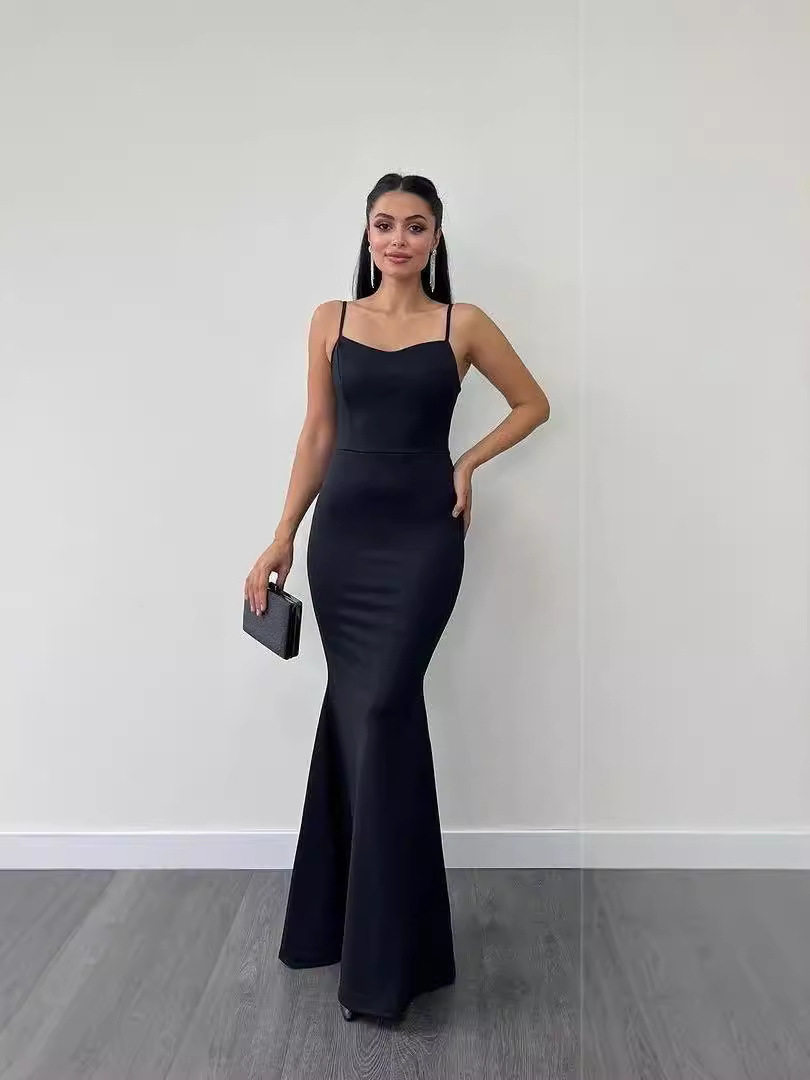 Russian Middle East Export Women's Dress Two-Piece Beaded Halter Top Suspender Slim Fishtail Skirt Suit