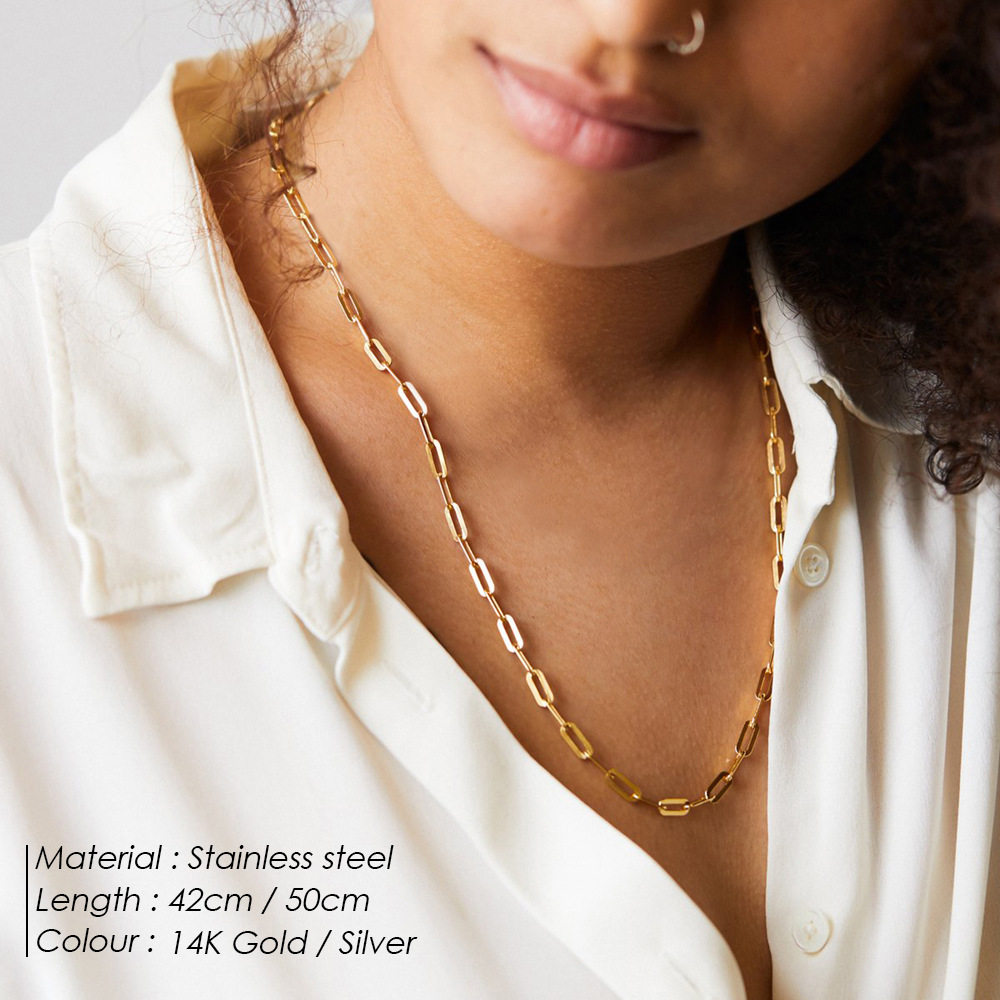 Emanco Stainless Steel Necklace Wholesale Simple Versatile Cross Chain Choker New Men's and Women's Gold-Plated Necklace Jewelry