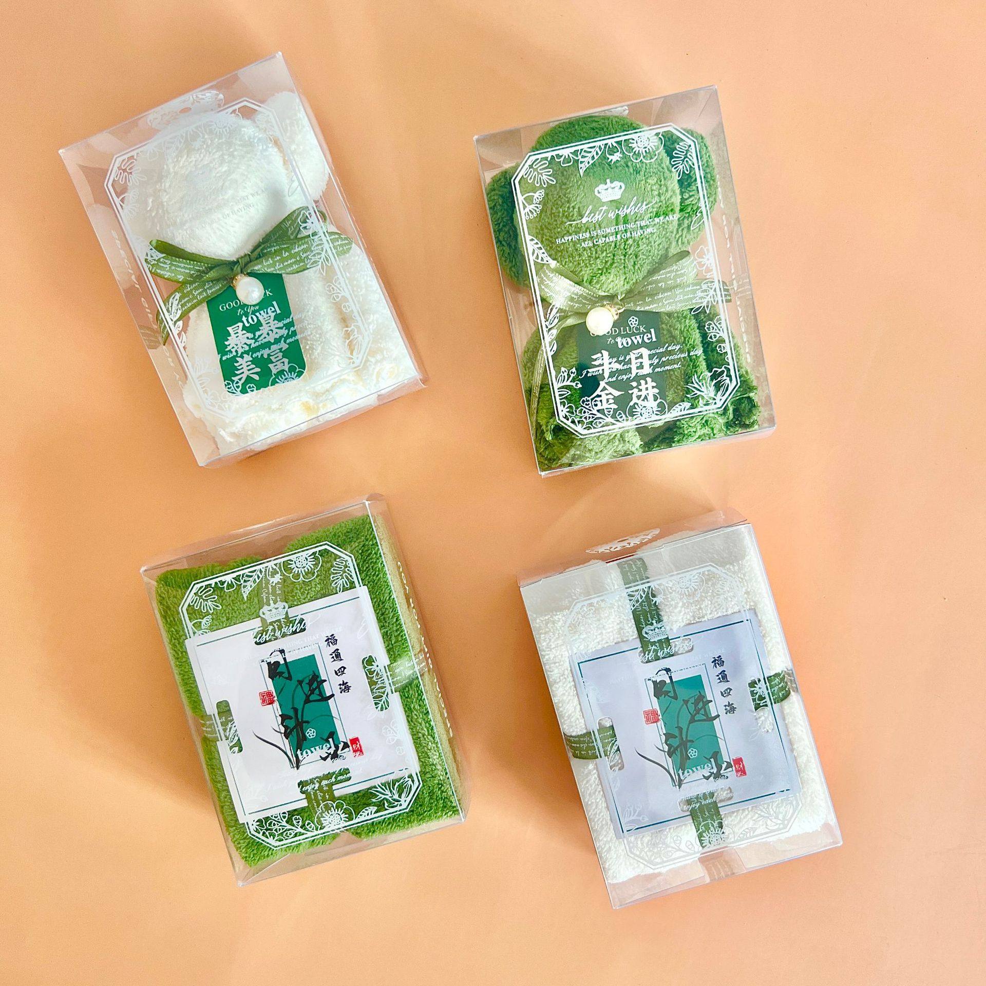 Hand gift towel bear shape square gift box with birthday gift company opening wedding shop creative small gifts