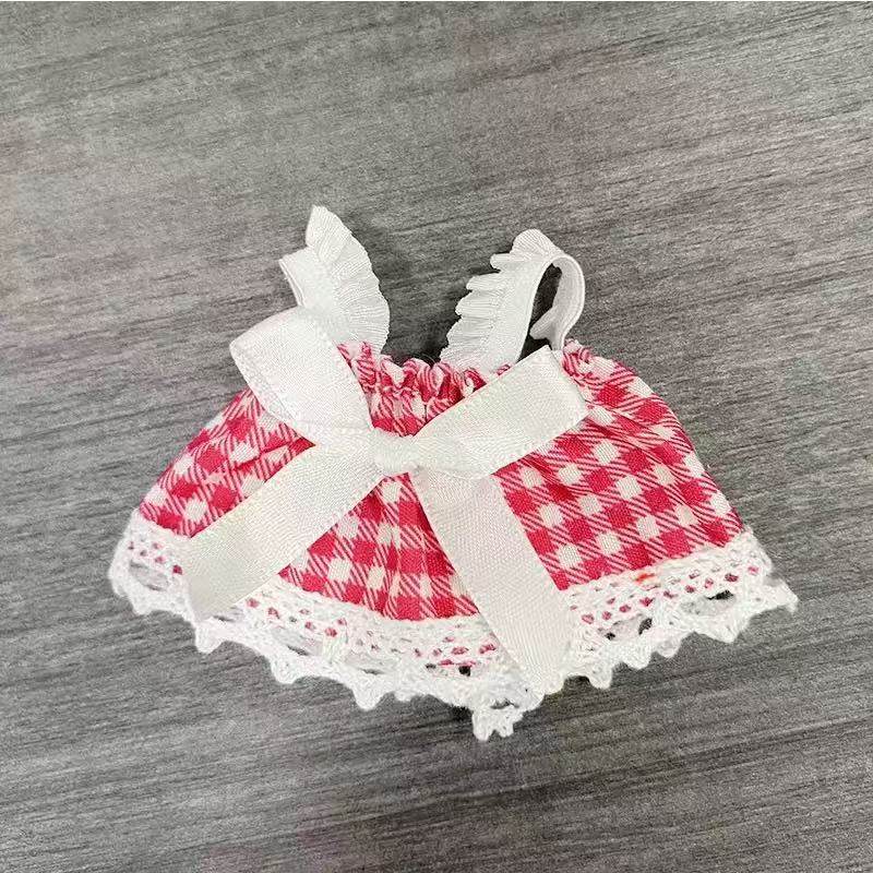 可爱迷你帆布包毛绒玩偶格子包西高地公仔扭棒小狗配饰格子裙娃衣