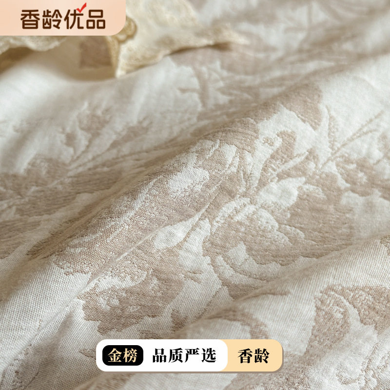 Class A Japanese-style double-layer yarn cotton four-piece set pure cotton light luxury high-end bedding naked sleeping quilt cover bed sheet 4