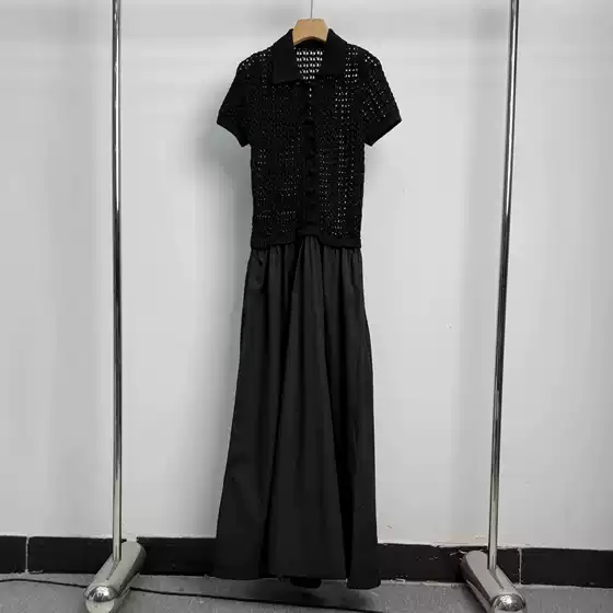 High-Quality Qr Code-Scannable Rl Women's Clothing, Summer Knitted Cotton Dress, Korean Ins Style, Hollow-Out Knit