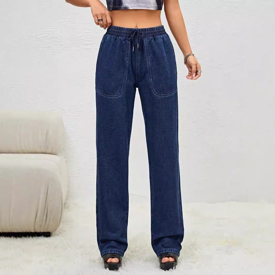 Womens Fashion Slim Fit Straight Leg Jeans New Style Comfortable Fabric Versatile for Casual Wear Wholesale Available