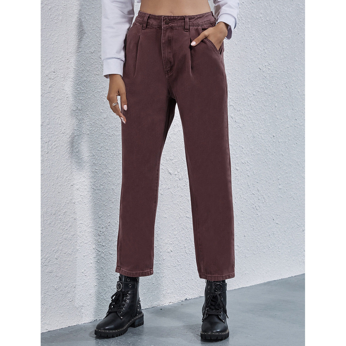 High Waisted Straight Leg Jeans Fashionable Design Comfortable Fit Versatile Style Autumn Winter Collection