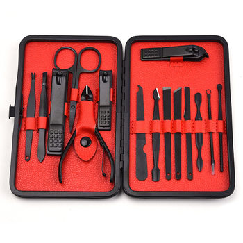 Stainless steel Black nail clippers set nail clippers 15 piece set LOGO nail clippers manicure nail tools beauty set
