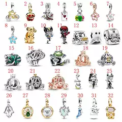 Panjia's New White Copper Silver-Plated Personalized DIY Silver Beads Heart Minnie Poker Skull DIY Crystal Shoe Pendant