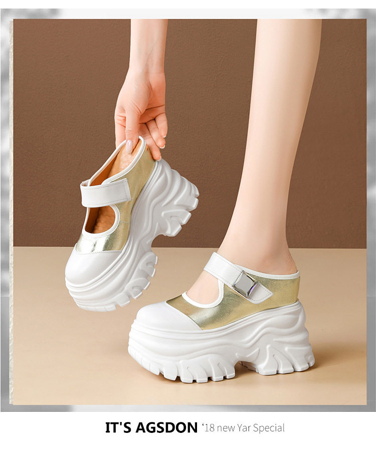 Sandal cao gót nữ hở mũi, đế xuồng 12 cm, quai bọc mũi, phối màu, phong cách dạo phố — [Đen], [Trắng], [Vàng nhạt] chi tiết 8