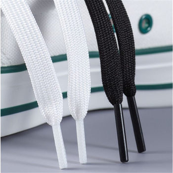 Factory wholesale 1cm single layer double black and white shoelaces polyester hollow double shoelaces color shoelaces