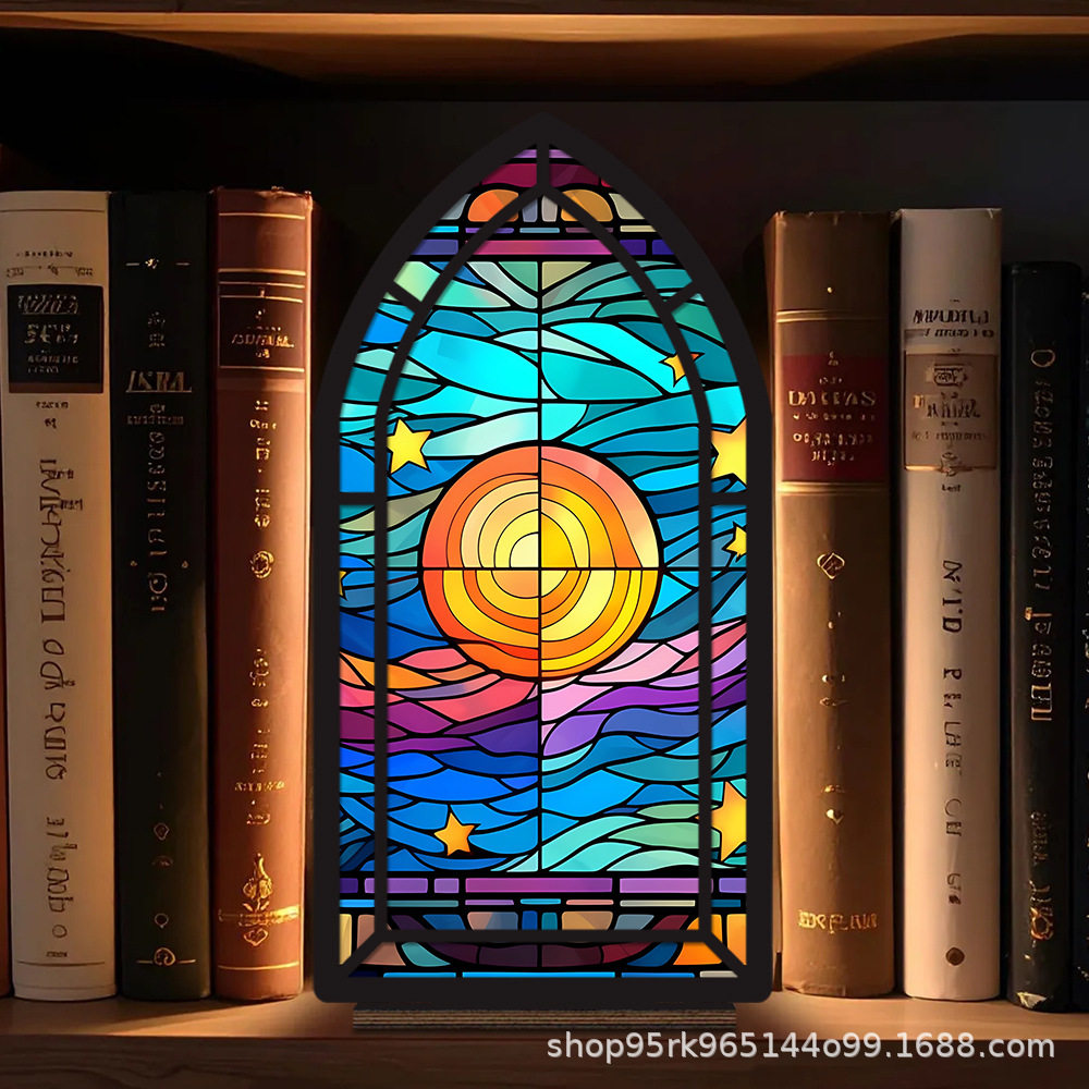 Cross-Border New Product Book Nook Sunrise on the Sea Wooden Bookshelf Decoration Fantasy Book Corner Decoration