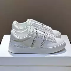 European Foreign Trade Casual Sports Shoes Rivet White Shoes Genuine Leather Fashion Trendy Couple Sneakers Color Matching Sneakers for Men