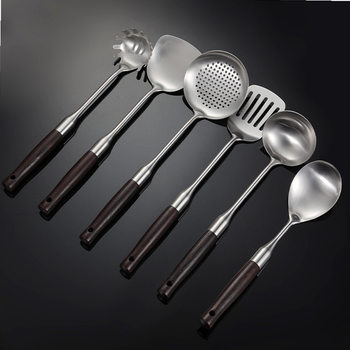 304 Stainless Steel Kitchen Cooking Tools Chicken Wing Wood Handle Cooking Spoon Spatula Pot Spoon Household Multi-Piece Gift Set