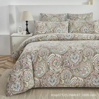60-Count Pure Cotton Satin American-Style Home Textile Four-Piece Set, Wholesale and Dropshipping from the Manufacturer, Suitable for All Seasons