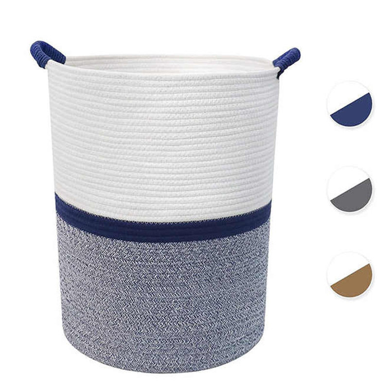 Customized wholesale storage basket cotton thread woven handle book storage basket underwear storage box flat source manufacturer