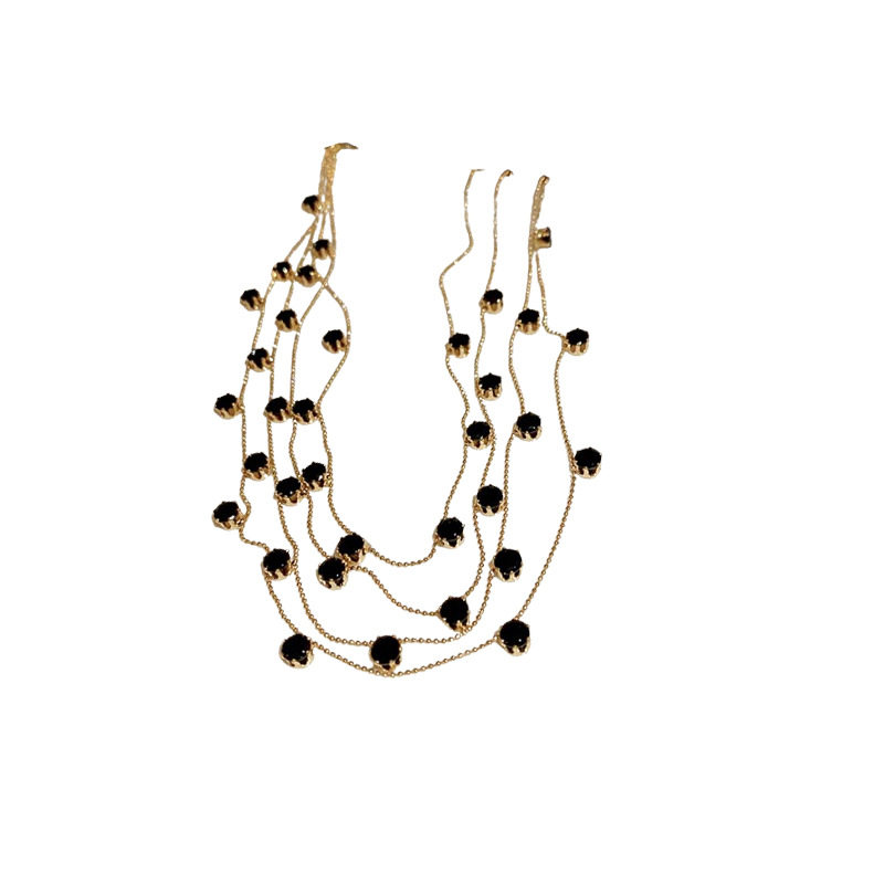 Advanced sense multi-layer color zircon necklace Europe and the United States new luxury clavicle chain niche fashion summer jewelry