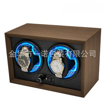 in stock black walnut wooden 5-gear double-gauge mechanical watch automatic watch shaker electric winding watch box for home use