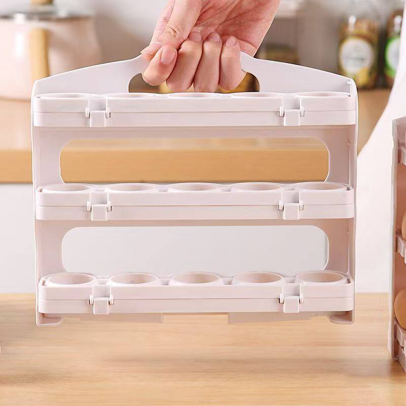 Foldable Egg Carton Refrigerator Side Door Storage Rack Kitchen-Specific Egg Tray Trendy Multi-Layer Egg Organizer