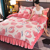 New thickened milk velvet four-piece flanged coral velvet quilt cover single-piece winter double-sided warm bed sheet three-piece set