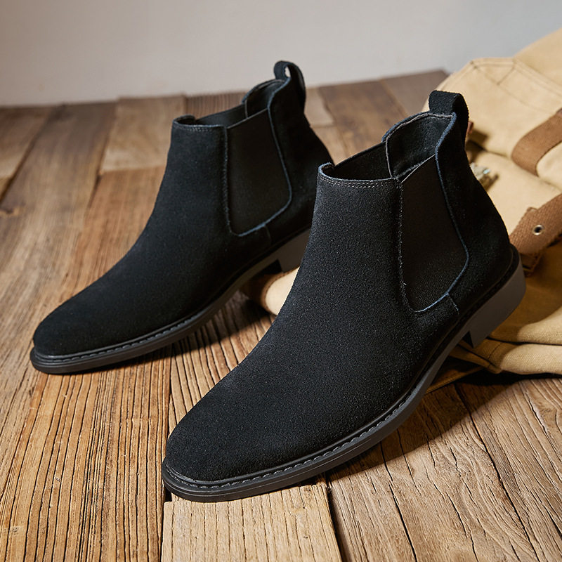 Boot Chelsea Nam Da Mờ Cao Cổ Chiều Cao Đế Khoảng 3cm Màu Đen, Nâu, Xám