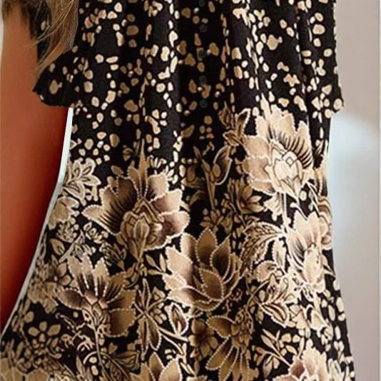 Casual Floral Print T Shirt Loose Fit Short Sleeve V Neck Plus Size Spring Summer Fashion Wholesale Available
