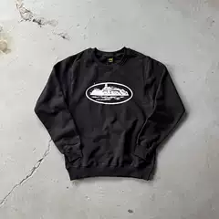 Hip-Hop Street Dance Printed Fleece-Lined Crewneck Sweatshirt Men's Trendy Sports Suit
