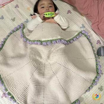 Ready-Made Bouquet Blanket with Roses, Handmade Gift for Babies, Air-Conditioning Blanket, Outdoor Travel Shawl