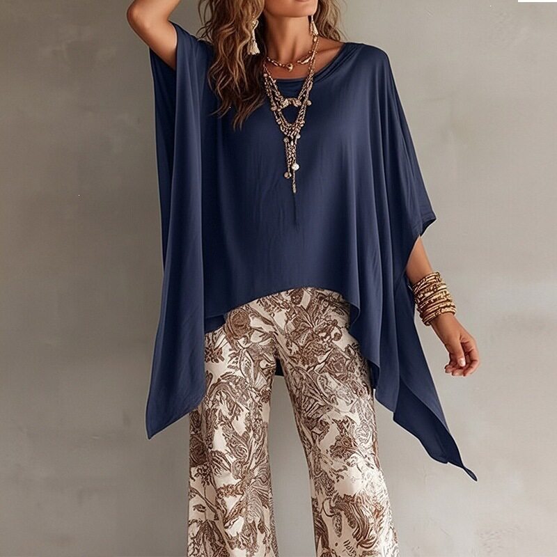 Womens Spring Batwing Sleeve Top Casual Loose Fit Solid Color Perfect for Everyday Wear Wholesale Available