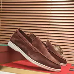 Loafers Men's Genuine Leather British Large Size Slip-On Lazy High-End Summerwalk Beanie Women's Shoes
