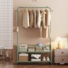 Simple Floor-Standing Clothes Hanger for Home Use, Mobile Bedroom Bedside Clothes and Bag Storage Rack, Coat Rack
