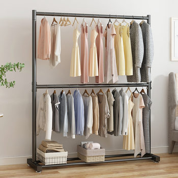 Balcony Clothes Drying Rack Floor-Standing Indoor Clothes Rack Bedroom Clothes Rack Single-Pole Coat Rack Household Simple Clothes Drying Rod