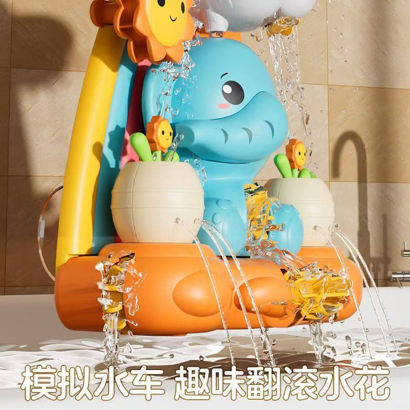 Cross-border new cute cat lobster turn to music pipe water wheel water baby bathroom bath bath toys wholesale
