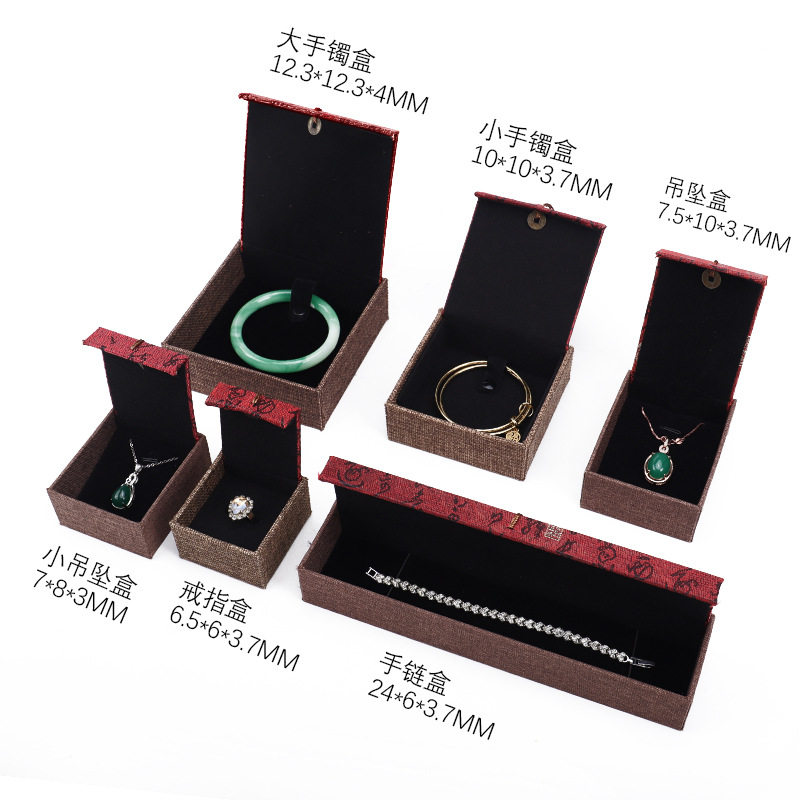 Wenwan Linen Tassel Jewelry Box Jewelry Ring Box Buddha Bead Box Bracelet Bracelet Packaging Box Bracelet Box Wholesale
