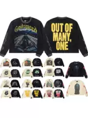 Cross-Border Trendy Godspeed New American Street Hip-Hop Print Retro Waffle Casual Long-Sleeve T-Shirt