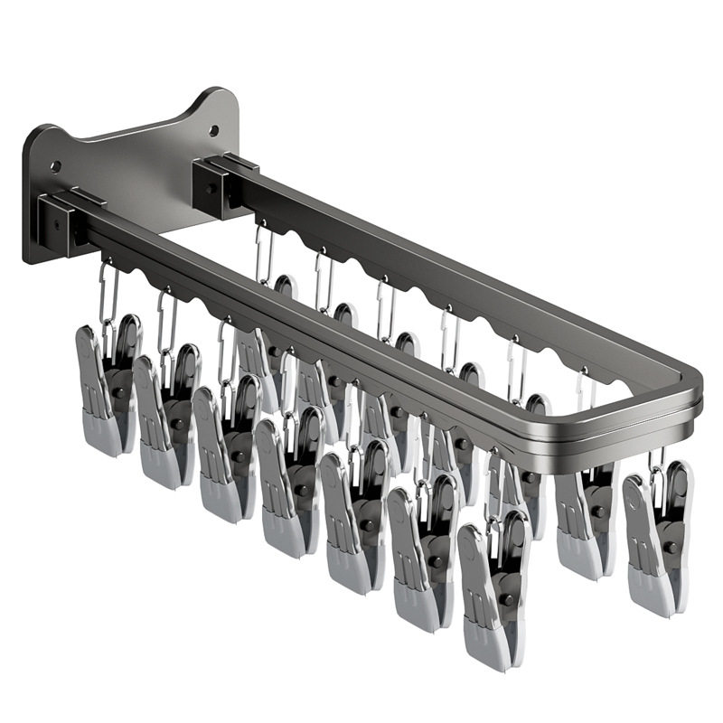 Folding Socks Clip Artifact Punch-free Wall Hanging Drying Rack Household Multi-clip Multi-function Balcony Drying Rack Socks Clip