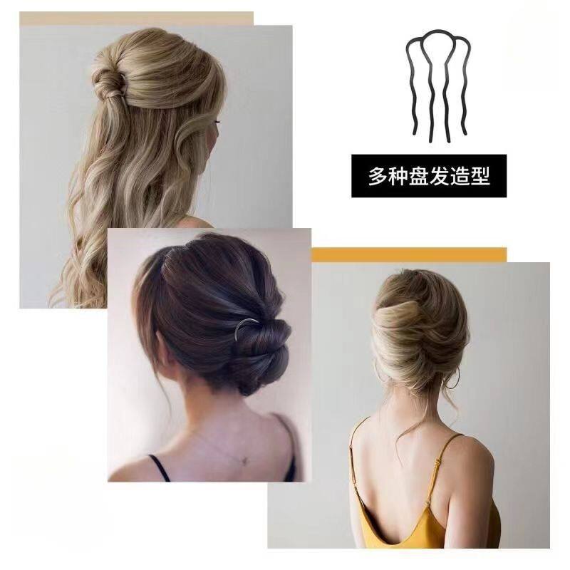 Updo artifact ball head insert comb elegant simple all-match lazy hair comb Internet celebrity same style four-tooth hairpin hairpin for women