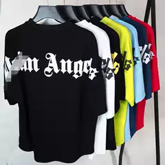 Correct Palm High Street Casual Loose Back Foam Large Letter Printed Round Neck Short Sleeve Cross-Border in stock T-Shirt