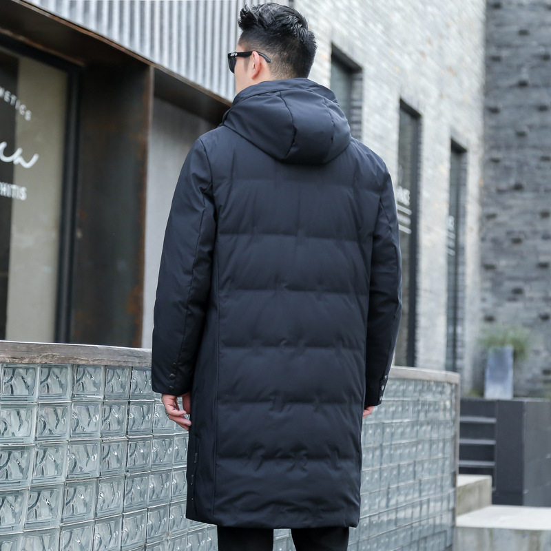 Explosions 2024 winter new men's down jacket men's long knee 90 velvet long high-grade down jacket