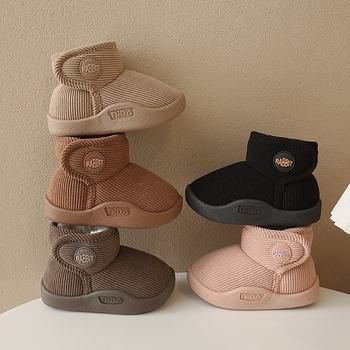 Baby Cotton Shoes for Girls, Snow Boots with Velcro, Easy to Wear, New Winter Style for Boys Aged 1-3, Soft-Soled, Warm Toddler Shoes