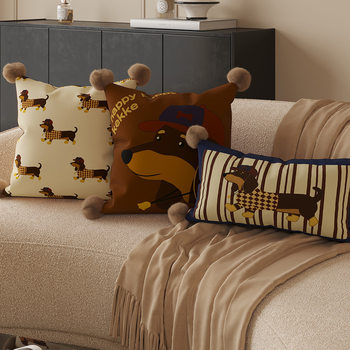 Dachshund Puppy Living Room Sofa Pillow Lumbar Pillow with Core Cartoon Versatile Bedroom Bedside Atmosphere Cushion Back Cushion