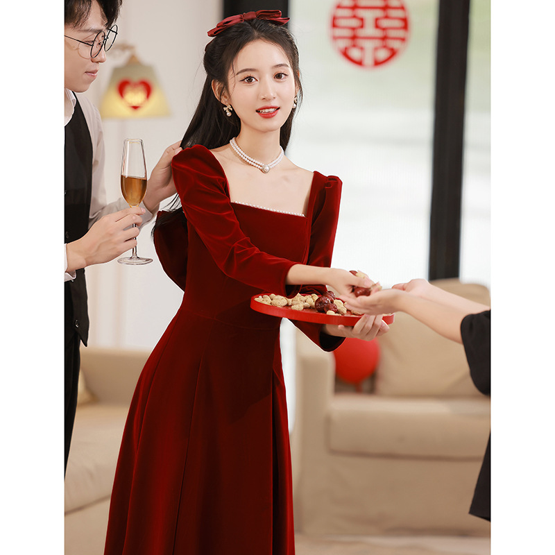 (Mới) Mã E6285 Giá 1380K: Váy Đầm Liền Thân Dự Tiệc Nữ Tunkcl Dài Tay Hàng Mùa Xuân Thu Đông Dùng Trong Lễ Cưới Thời Trang Nữ Chất Liệu G04 Sản Phẩm Mới, (Miễn Phí Vận Chuyển Toàn Quốc).