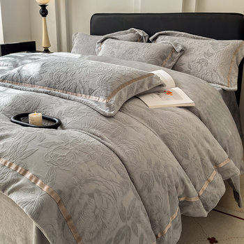 Class A winter thickened milk velvet four-piece fleece-lined quilt cover coral velvet quilt cover sheets double-sided velvet bedding 4