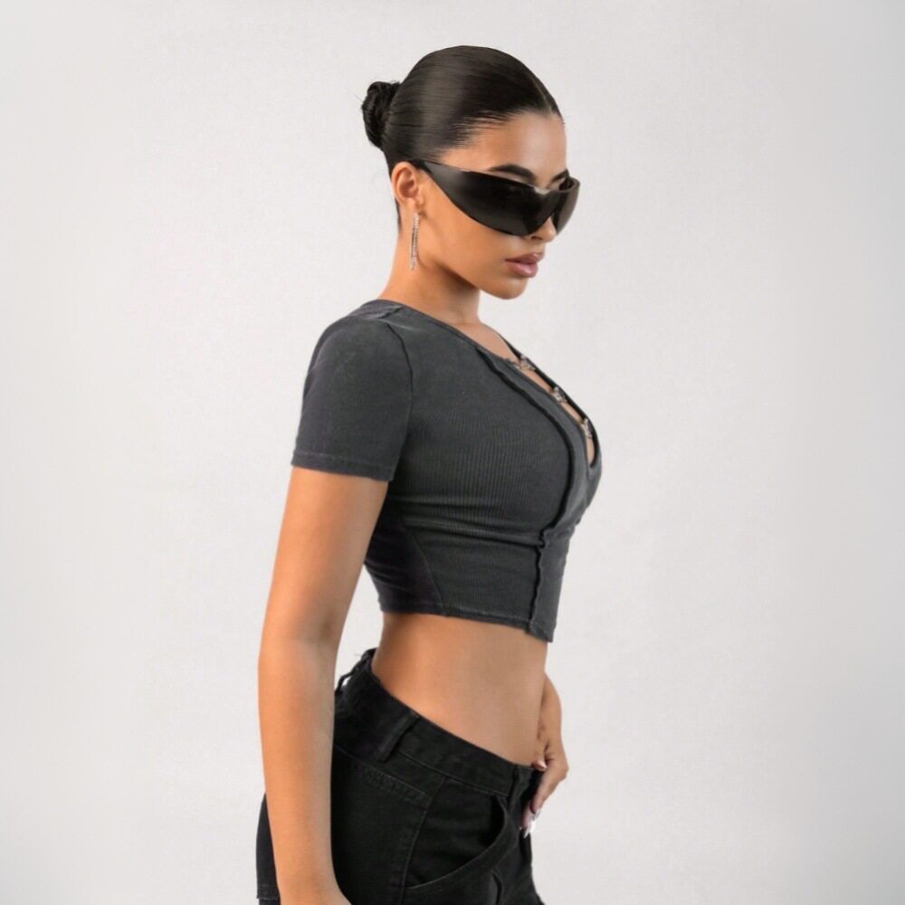 Trendy Womens Crop Top Short Sleeve Stylish Design Breathable Fabric Spring Summer Fashion Wholesale Available