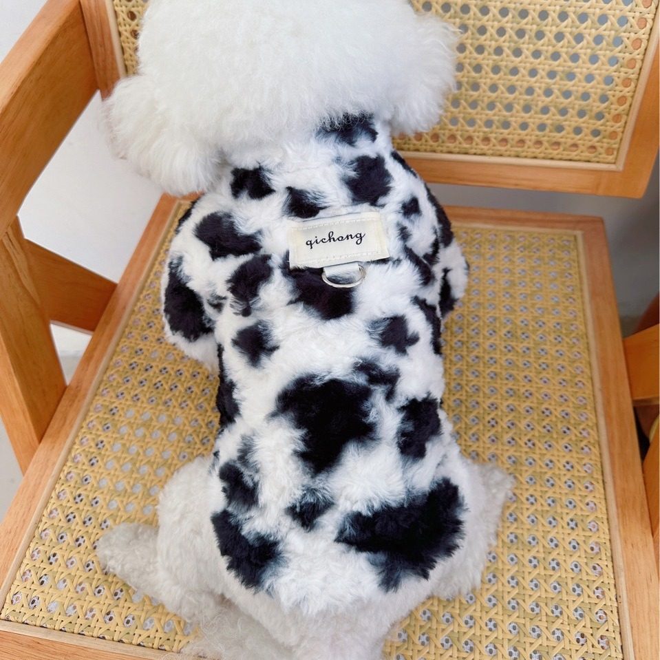 Ins Pet Dog Dog Clothes Autumn and Winter Thickened Cotton Clothes Teddy Bixnary Bear fleece-lined Warm Plush Jacket